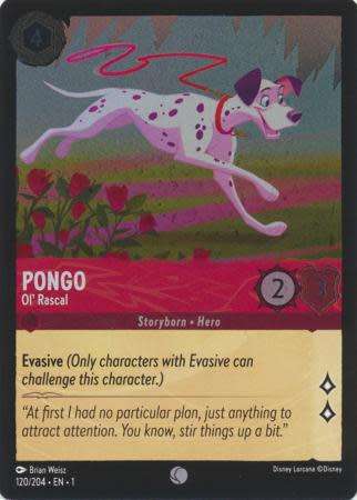 Disney Lorcana Trading Card Game - Pongo - Ol' Rascal - 120/204 - Common Cold Foil The First Chapter