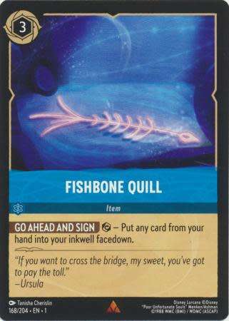 Disney Lorcana Trading Card Game - Fishbone Quill - 168/204 - Rare The First Chapter