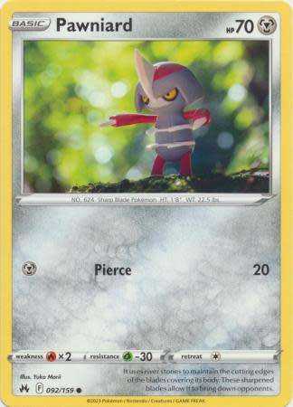 Pokemon Trading Card Game - Pawniard - 092/159 - Common Crown Zenith