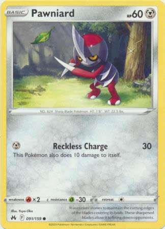 Pokemon Trading Card Game - Pawniard - 091/159 - Common Crown Zenith