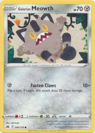 Pokemon Trading Card Game - Galarian Meowth - 084/159 - Common Crown Zenith