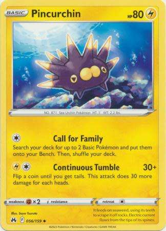 Pokemon Trading Card Game - Pincurchin - 056/159 - Uncommon Crown Zenith