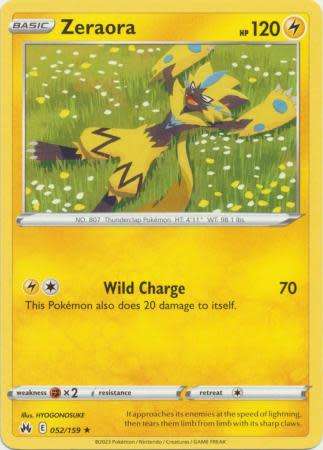 Pokemon Trading Card Game - Zeraora - 052/159 - Rare Crown Zenith