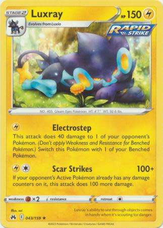 Pokemon Trading Card Game - Luxray - 043/159 - Rare Crown Zenith