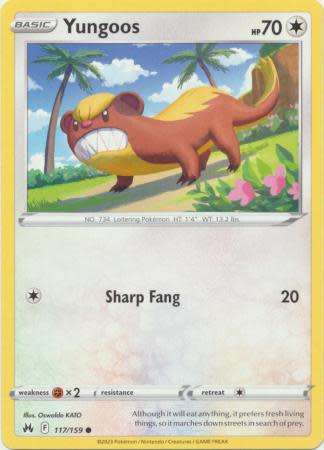 Pokemon Trading Card Game - Yungoos - 117/159 - Common Crown Zenith