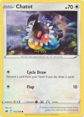 Pokemon Trading Card Game - Chatot - 112/159 - Common Crown Zenith