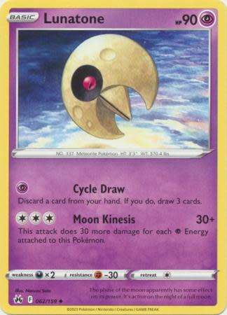 Pokemon Trading Card Game - Lunatone - 062/159 - Uncommon Crown Zenith