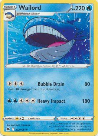 Pokemon Trading Card Game - Wailord - 032/159 - Rare Crown Zenith