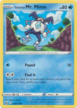 Pokemon Trading Card Game - Galarian Mr. Mime - 030/159 - Common Crown Zenith
