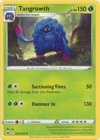 Pokemon Trading Card Game - Tangrowth - 005/159 - Rare Crown Zenith