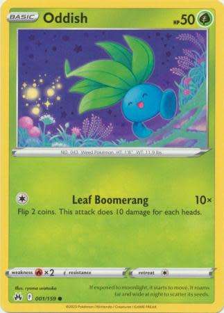 Pokemon Trading Card Game - Oddish - 001/159 - Common Crown Zenith