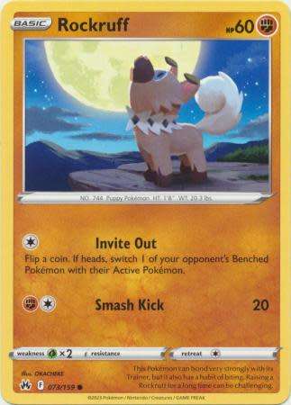 Pokemon Trading Card Game - Rockruff - 073/159 - Common Crown Zenith