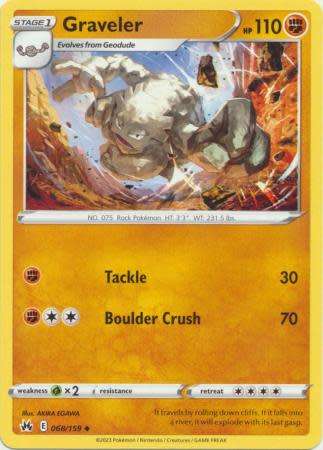 Pokemon Trading Card Game - Graveler - 068/159 - Uncommon Crown Zenith