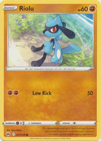 Pokemon Trading Card Game - Riolu - 071/159 - Common Crown Zenith