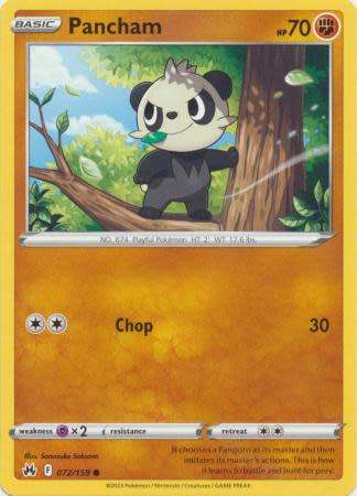 Pokemon Trading Card Game - Pancham - 072/159 - Common Crown Zenith
