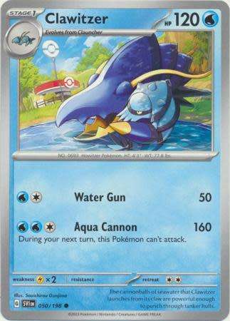 Pokemon Trading Card Game - Clawitzer - 050/198 - Common Scarlet & Violet (Base Set)