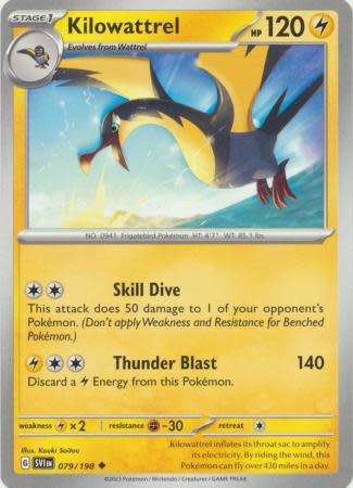 Pokemon Trading Card Game - Kilowattrel - 079/198 - Uncommon Scarlet & Violet (Base Set)