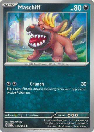 Pokemon Trading Card Game - Maschiff - 136/198 - Common Scarlet & Violet (Base Set)