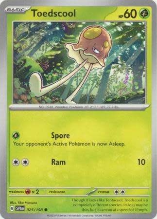 Pokemon Trading Card Game - Toedscool - 025/198 - Common Scarlet & Violet (Base Set)