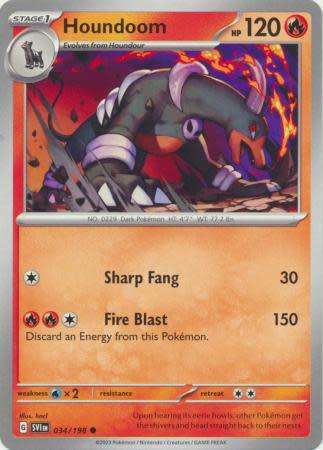 Pokemon Trading Card Game - Houndoom - 034/198 - Common Scarlet & Violet (Base Set)