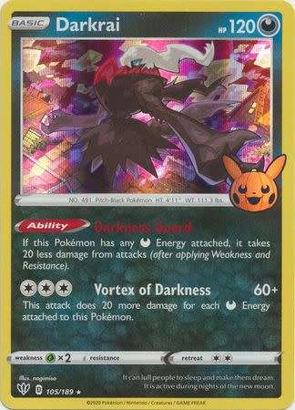 Pokemon Trading Card Game - Darkrai - 105/189 - Holo Rare Trick or Trade 2022 Promo