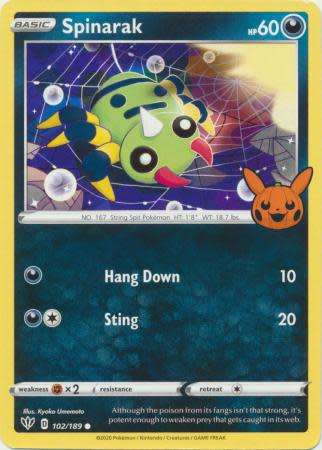 Pokemon Trading Card Game - Spinarak - 102/189 - Common Trick or Trade 2022 Promo