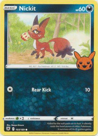 Pokemon Trading Card Game - Nickit - 103/189 - Common Trick or Trade 2022 Promo