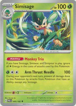 Pokemon Trading Card Game - Simisage - 005/182 - Uncommon Scarlet & Violet: Paradox Rift