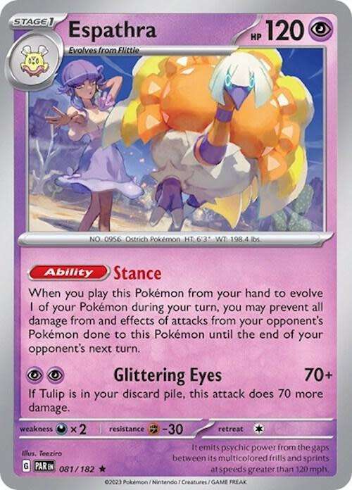 Pokemon Trading Card Game - Espathra - 081/182 (Non-Holo) - Rare Scarlet & Violet: Paradox Rift
