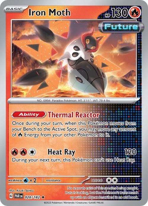 Pokemon Trading Card Game - Iron Moth - 028/182 (Non-Holo) Rare Scarlet & Violet: Paradox Rift