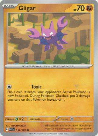 Pokemon Trading Card Game - Gligar - 091/182 - Common Scarlet & Violet: Paradox Rift