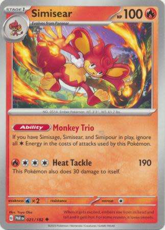 Pokemon Trading Card Game - Simisear - 021/182 - Uncommon Scarlet & Violet: Paradox Rift