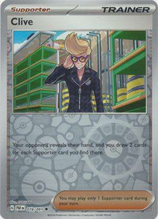 Pokemon Trading Card Game - Clive - 078/091 - Uncommon Reverse Holo Scarlet & Violet: Paldean Fates