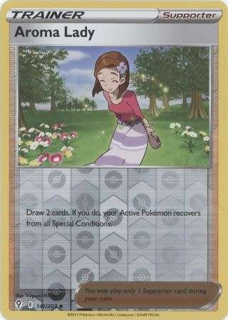 Pokemon Trading Card Game - Aroma Lady - 141/203 - Uncommon Reverse Holo Sword & Shield: Evolving Sk