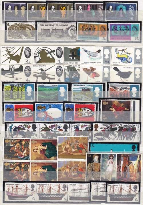 GB - NICE ASSORTMENT OF QE2 SINGLES ON ALBUM PAGE, MANY IN SETS, FINE U/M & A FEW M/M - GOOD CV!!!!!