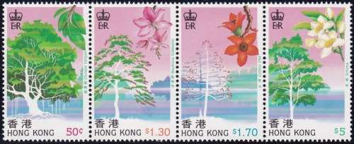 HONG KONG - TREES OF HONG KONG, U/M SETENANT STRIP OF 4 TO 5 DOLLARS - GOOD CV!!!!!