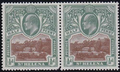 ST.HELENA - KING EDWARD THE 7TH, 1/2D GREEN & BROWN PAIR - U/M!!!!!