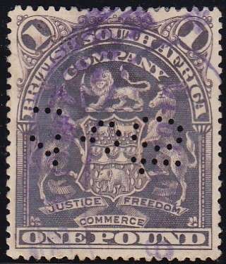 BSAC RHODESIA - 1 POUND SINGLE STAMP, FISCALLY USED - FINE!!!!!