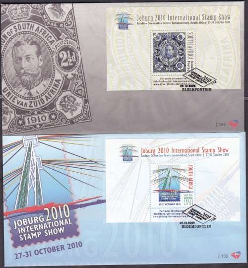 RSA - JOBURG 2010 INTERNATIONAL STAMP SHOW, FDC SET 7.154 & 7.155 - CLEAN!!!!!