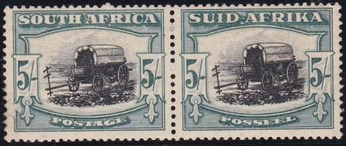 UNION SA - HYPHENATED PICTORIALS, 5 SHILLING BLACK & GREY GREEN PAIR, FINE M/M - CV:R500!!!!!