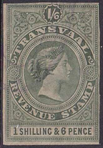 TRANSVAAL - QUEEN VIC, 1/6 SHILLING REVENUE STAMP, UNUSED:HAS GUM - FAIR!!!!!