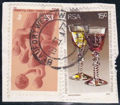 RSA - WINE SYMPOSIUM, SCARCE MISSING 'DIE' VARIETY - USED ON PIECE!!!!!