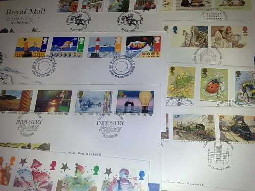 GB-LOT OF 28 FDC TO CLEAR-1983-1986-AS USED SETS THESE CV OVER R1500-ODD CREASE ETC