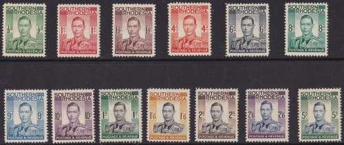 SOUTHERN RHODESIA - 1937 KGVI DEF ISSUE, SET OF SINGLES TO 5 SHILLINGS, FINE LIGHTLY M/M - CV:R1150!
