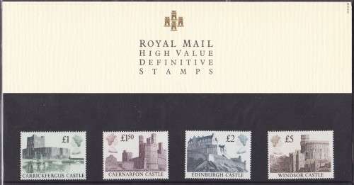 GB - CASTLES PRESENTATION PACK, HIGH VALUE DEFINITIVE SET TO 5 POUNDS - APPROX CV:R760!!!!!