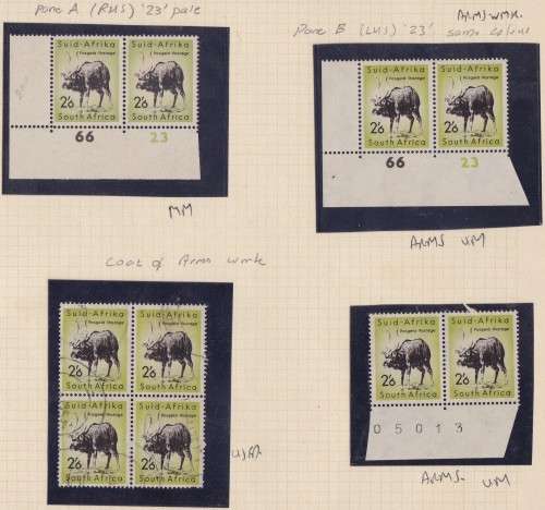 RSA - 1954 DEF ISSUE, 2/6 SHILLING NYALA, CONTROL & SHEET NUMBER PAIRS, U/M & USED & M/M - ALL FINE!