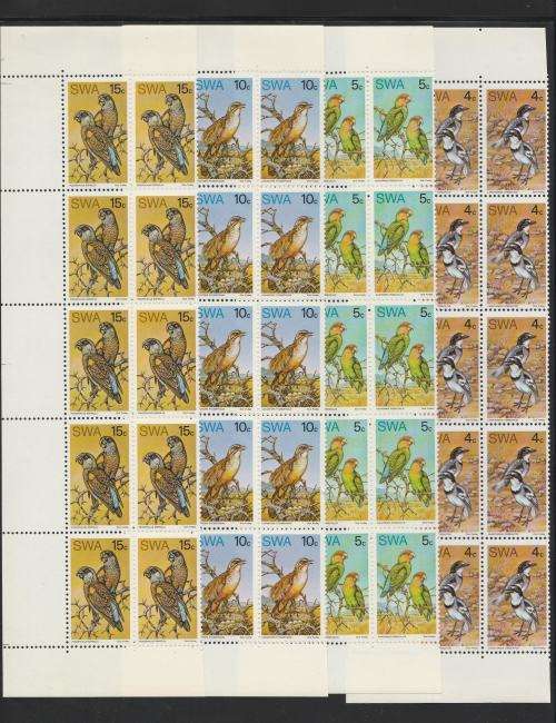 SWA-RARE BIRDS OF SWA-1974 FULL SET OF 4 IN MARGINAL BLOCKS OF 10-HUGE CV- SG R3500-SUPERB UM