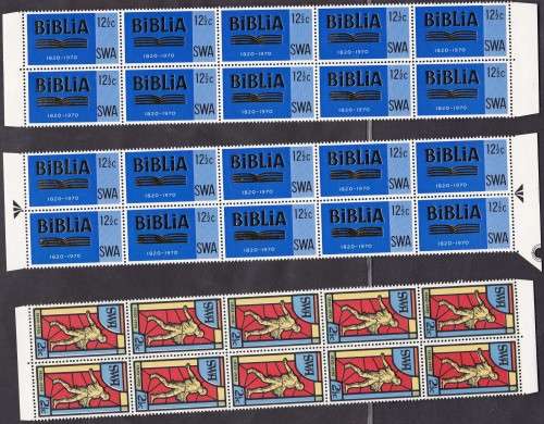 SWA - 50TH ANNI OF BIBLIA, DOUBLE ARROW BLOCK & MARGINAL BLOCKS, ALL FINE U/M - HIGH CV:R1950!!!!!