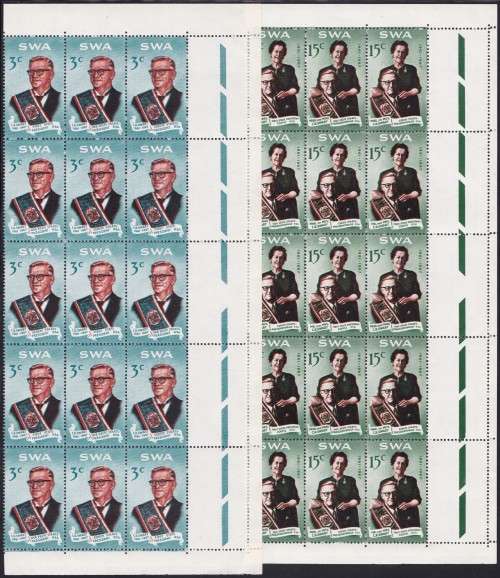SWA - C.R. SWART, SET OF 2 MARGINAL BLOCKS OF 15, FINE U/M & SCARCE BLOCKS - CV:R1050 PLUS!!!!!