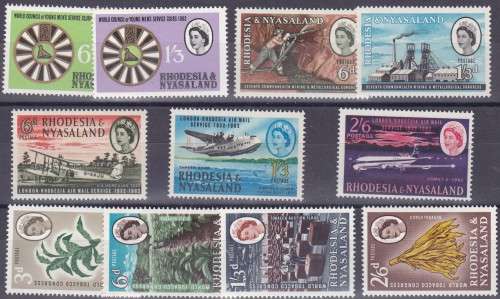 RHODESIA & NYASALAND - 3 X NICE ASSORTED SINGLE SETS (MINING & TOBACCO & AIRMAIL) - ALL SUPERB U/M!!